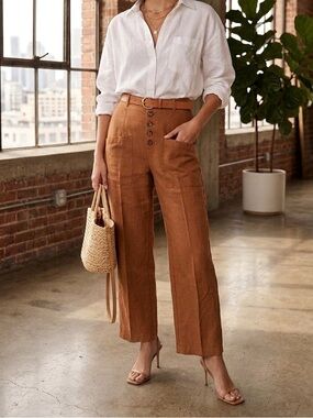 Good Luck Gem High-Rise Wide-Leg Pants in Burnt Orange